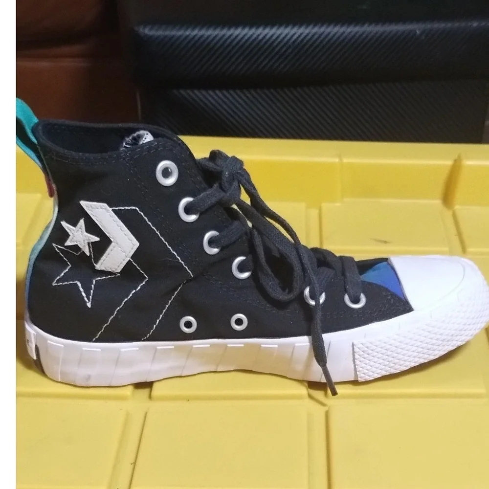 Converse Not-a-Chuck High Top Sneakers Black Multi Color Gradient Logo M4/W6
